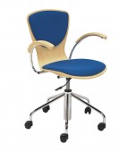 Krzesło obrotowe sklejkowe z nakładką tkaninową Bingo wood plus GTP chrom